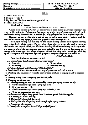 4 Đề thi kiểm tra định kỳ lần 1 môn Tiếng Việt Lớp 5 - Năm học 2015-2016